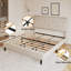 Structure de lit double en lin, structure de lit plateforme tapissier avec tête de lit réglable, support de lattes en bois, aucun sommier requis, assemblage facile, beige-556457181-556457183