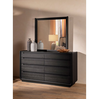 Commode de chambre à 8 tiroirs avec miroir Leandro