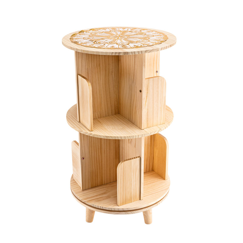Debralyn 2- Tier 360° Rotating Bookshelf Bookcase Storage Shelf