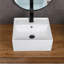 Lavabo de salle de bain vasque carré en céramique 16 po x 16 po avec aspect marbre et bonde escamotable