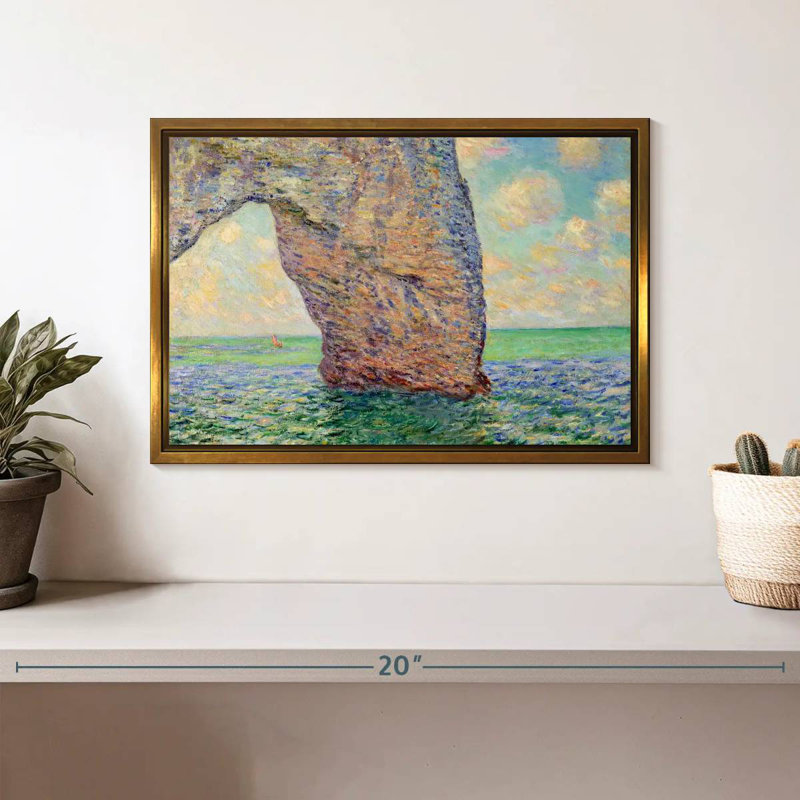 La falaise à Etretat, 13 po x 9 po, Cadre flottant doré