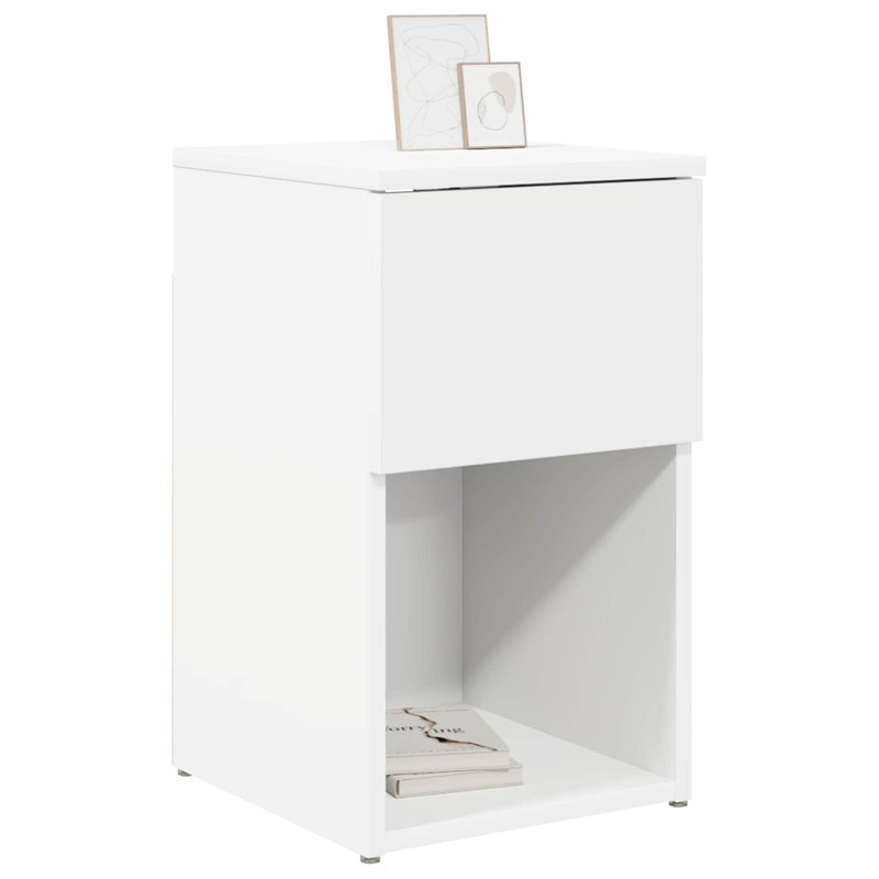 29cm W Manufactured Wood Bedside Table, White
