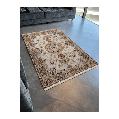 Tapis décoratif rétro jaune