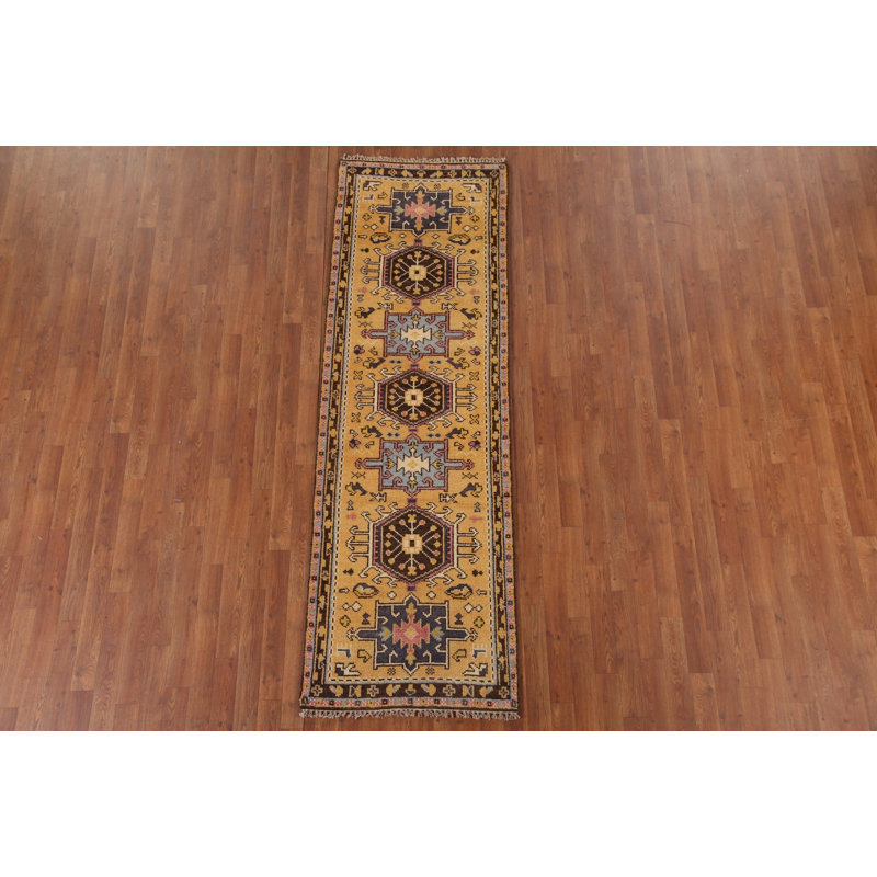 Tapis de couloir géométrique en laine 3x8