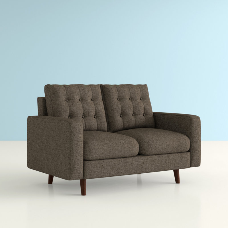 Benaniah 50.4'' Upholstered Loveseat, Brown Polyester