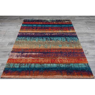 Parnell Striped Teal/Orange/Yellow Area Rug -  Ivy Bronx, E6732D67995240D2AE97F5F4D0166DD9