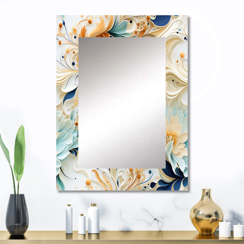Ethereal Whispers Paisley Pattern - Paisley  Decorative Mirror, Glam Wall Mirror, Printed Metal Art, 32" x 24"