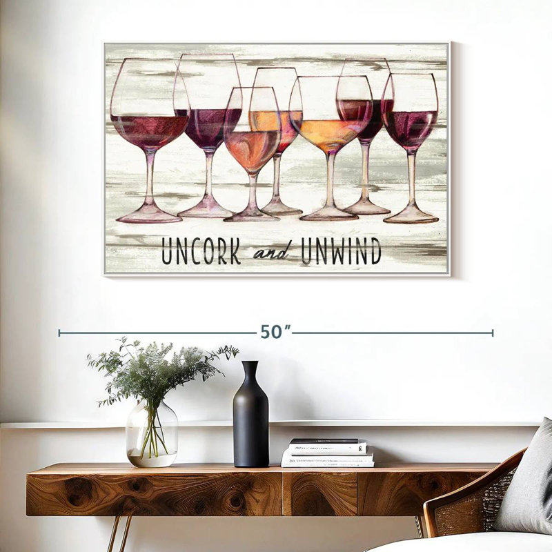 Wine Line II, 40" X 27", Floating Frame White