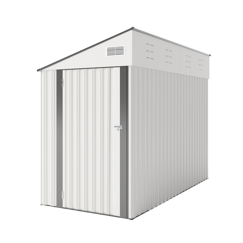 Remise de rangement en métal blanc 4 * 8Ft avec porte latérale à charnière simple, bonne ventilation, pour les dortoirs des travailleurs