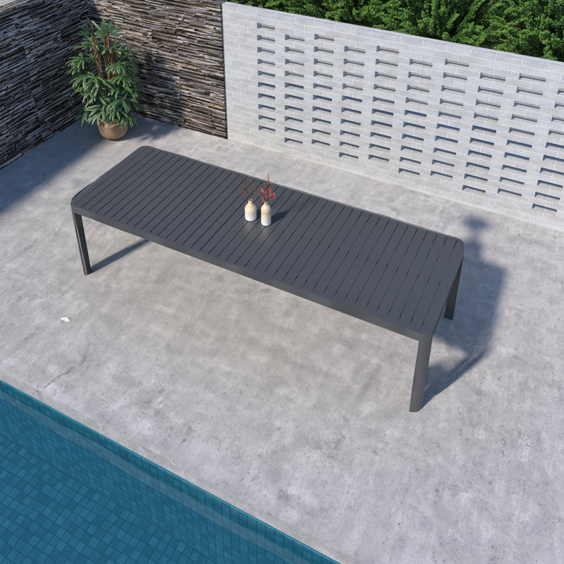 Amazonia Milky Extendable Outdoor Patio Aluminum And Resin Dining Set, Gray, 12