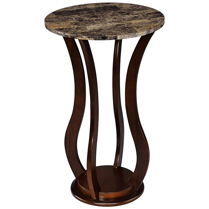 Table d'appoint ravissante brune avec plateau en faux marbre pour surface principale