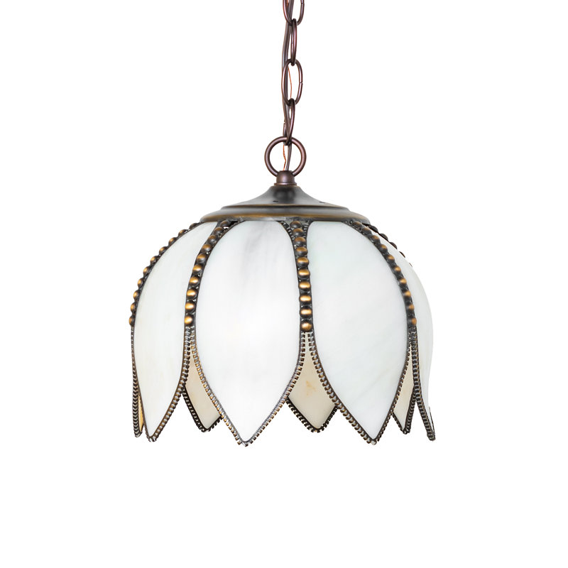 10" Wide Tulip Mini Pendant, Pink/White