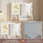 Bureau de maquillage avec miroir et lumières, coiffeuse avec station de charge, coiffeuse en bois RVB Lights pour chambre à coucher-2139244328