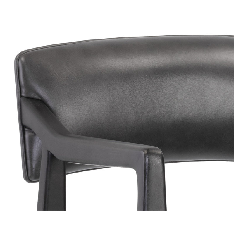 KEAGAN BARSTOOL - BRENTWOOD LEATHER - Grey, Bar Stool (31.50" Seat Height), Charcoal Leather