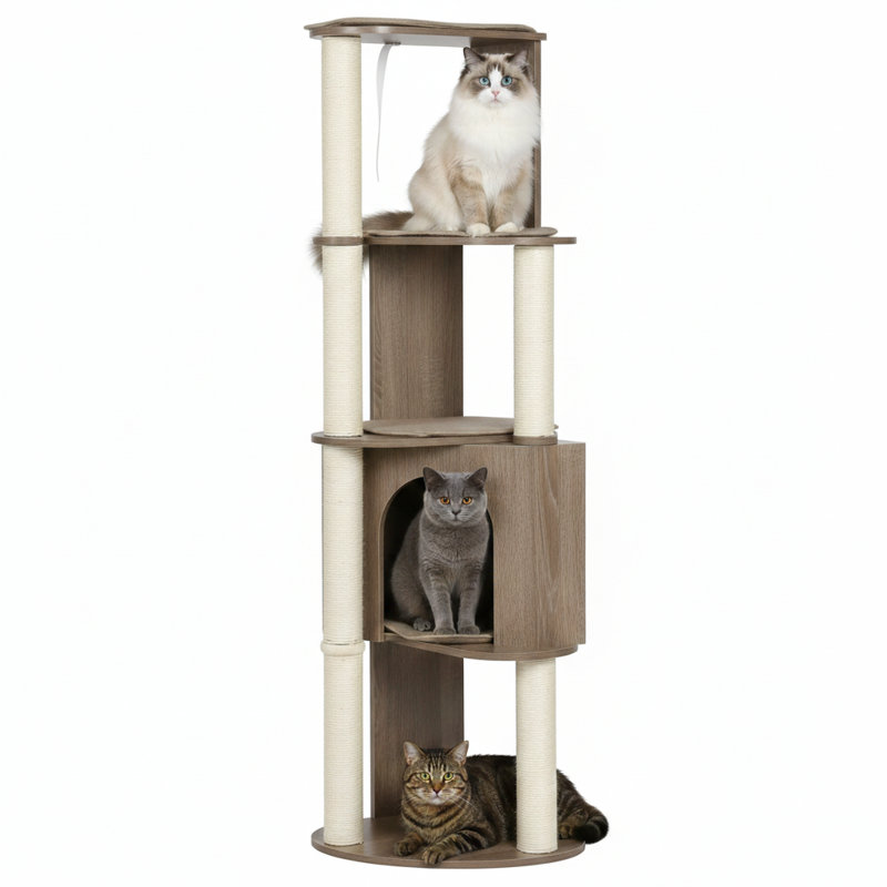 Grande tour à chat multi-niveaux, arbre à chat en coin