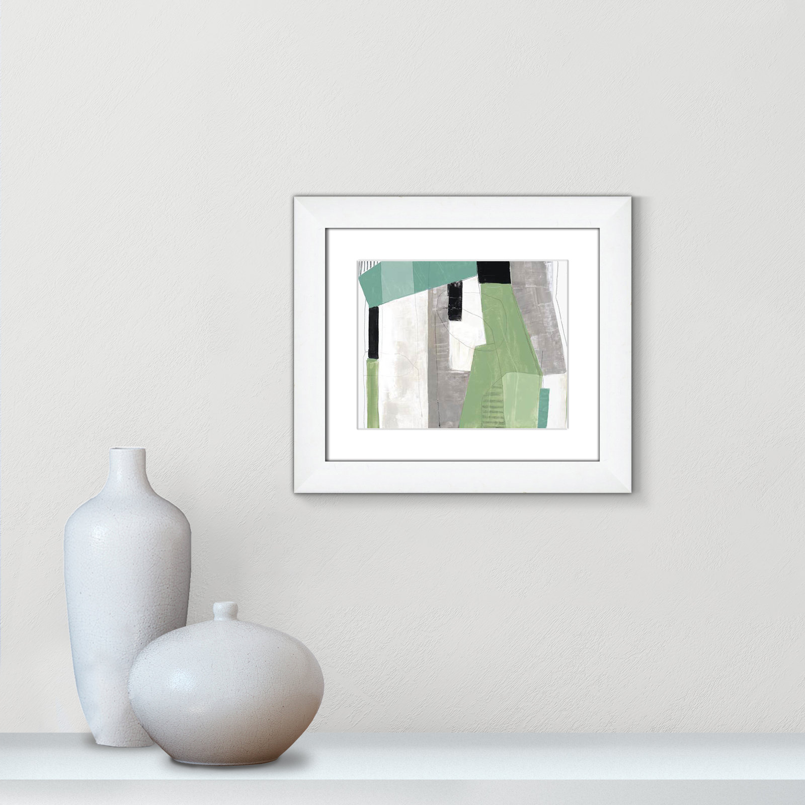 Evergreen Essence Print, 14.5" H x 16.5" W x 1.25" D, White Cube Frame - Matted Fine Art Paper Print, White