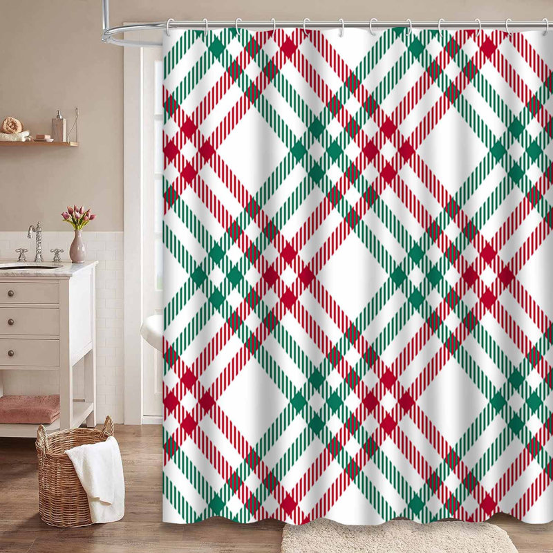 Rideau de douche Christmas 12 pièces à carreaux Buffalo, 72" L x 72" W