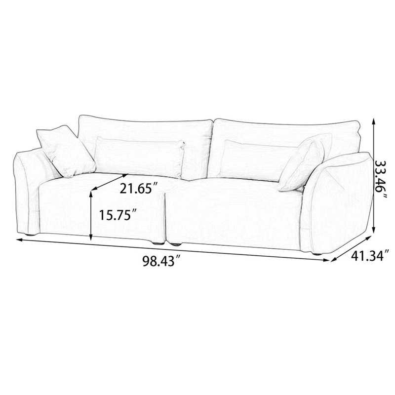 Coussin modulaire 100% polyester 98,43 po noir, L 98,43 po x P 41,34 po x H 33,46 po, Noir