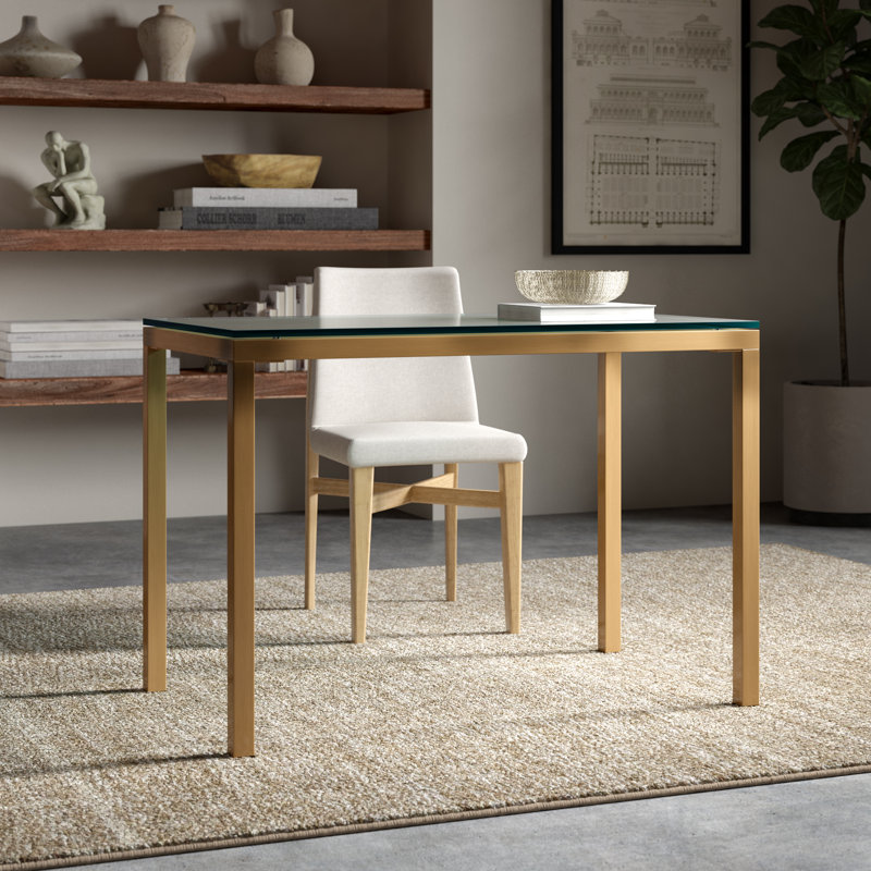 Sawin Glass Top Metal Base Writing Desk