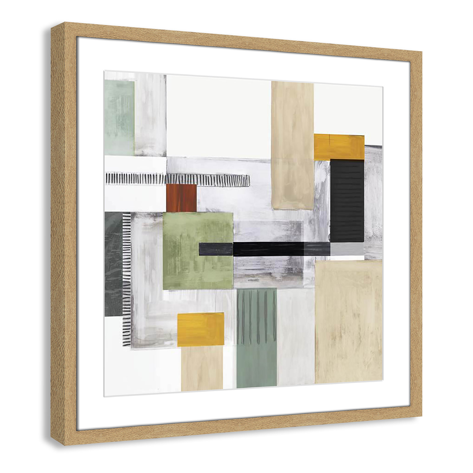 Playful Blocks Print, 23.5" H x 23.5" W x 0.75" D, Natural Box Framed
