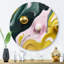 Jaune et vert pierre fluide II - marbre abstrait, art mural rond sur métal-88627947