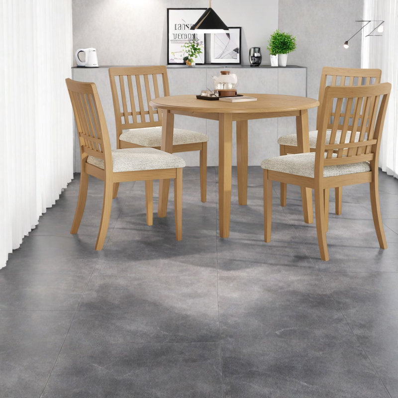 Space Saving Extendable Dining Table Sets(Must include both Table and Chair), MDF Wood Modern Small Kitchen, Gray 3