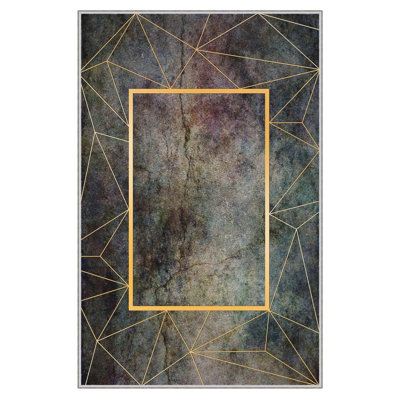 Tapis d'entrée élégant, 2,6 x 9,8 pieds | 100% polyester, 650 g / m², hauteur du velours: 0,3 pouce | Pois antibactérien antidérapant en PVC | Lavable à la machine, impression numérique 3D, idéale pour les espaces de vie modernes