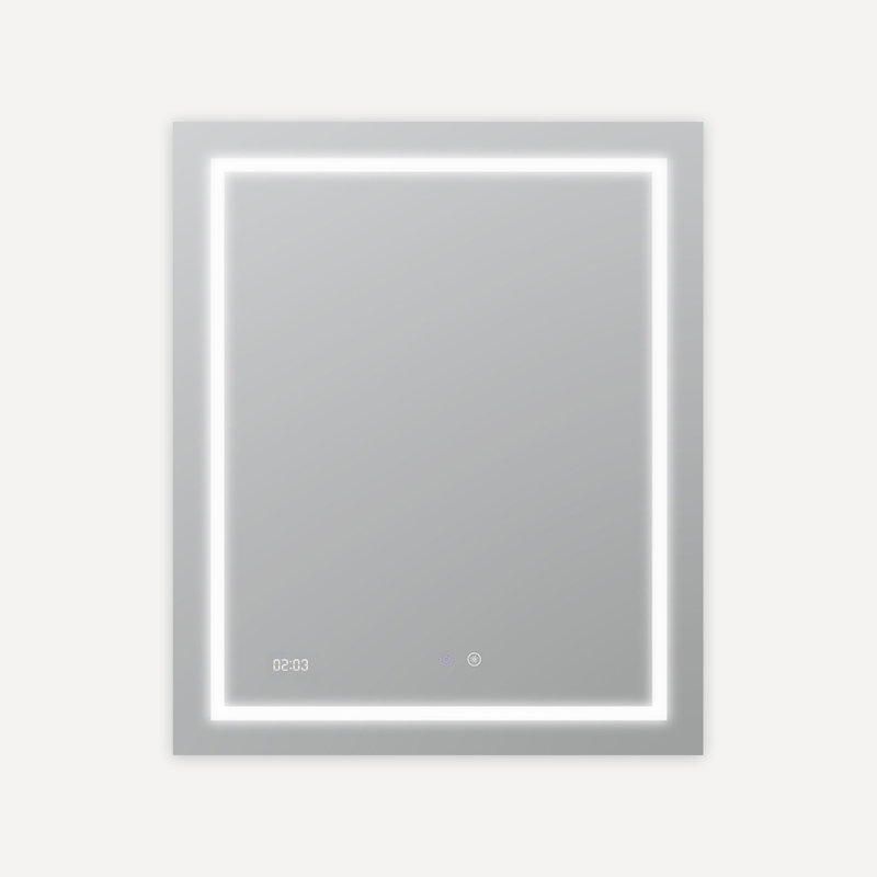 Sherrie  30" W x 36" H x 1" D, LED Wall-Mount Mirror for Bathroom with 3 Color Lighting, Touch Control, Dimmer and Defogger, Digital Clock.