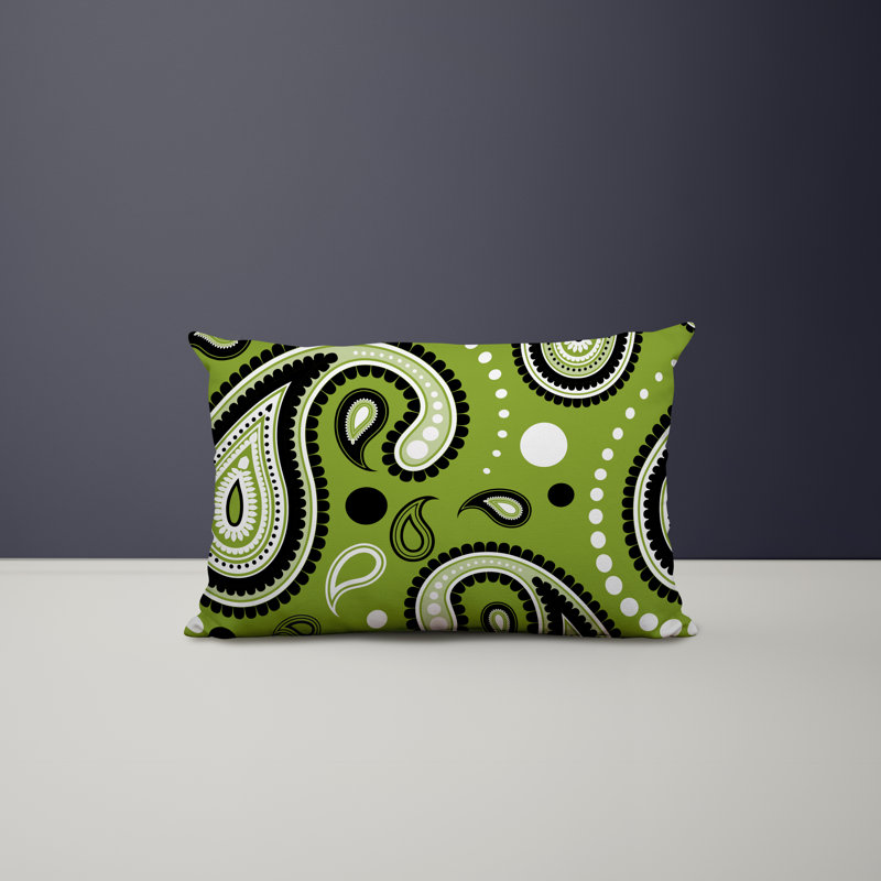 Paisley Outdoor Reversible Throw Pillow, Chartreuse