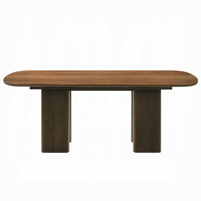 Lina Dining Table, 79 Inch Rectangular, Wide Panel Legs, Walnut Brown Wood