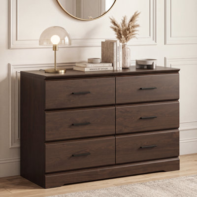 Modern Beveled-Edge Six-Drawer Chest
