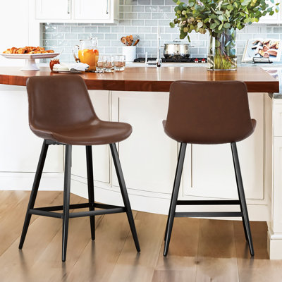 Macaire Upholstered Counter Stool with Metal Frame