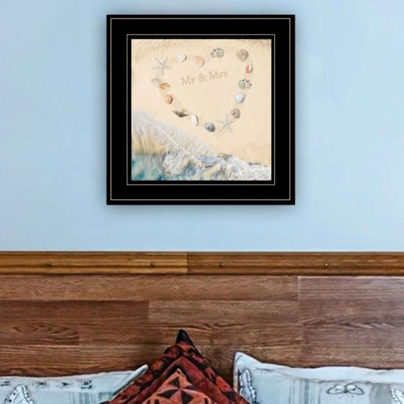 "Le mariage est une plage" de Decor 4U, impression de section encadrée, prête à être suspendue, papier multicolore, cadre noir, 14,89 po X X Hang Illustration 15 pouces