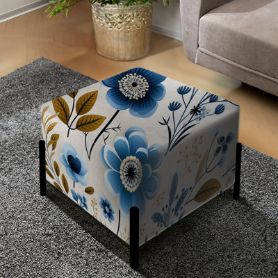 Repose-pieds Nordic Blue Bloom Scandinavian Floral III - Floral