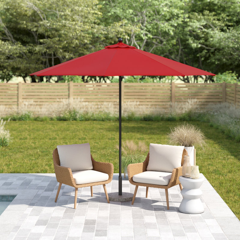 Parasol de marché 9 pi Maria, Toile Sunbrella® rouge Jockey