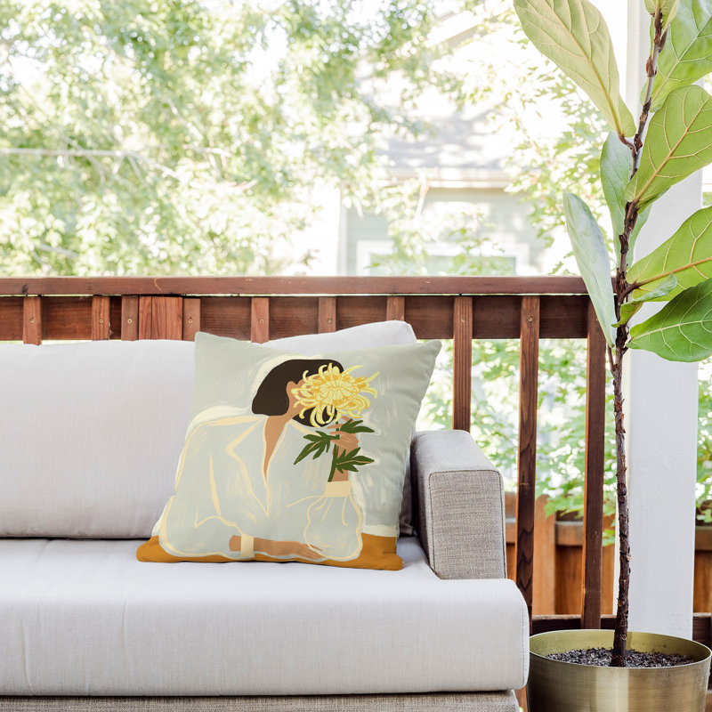 Coussin extérieur Artyguava The Chrysanthemum, H 18 po x l 18 po