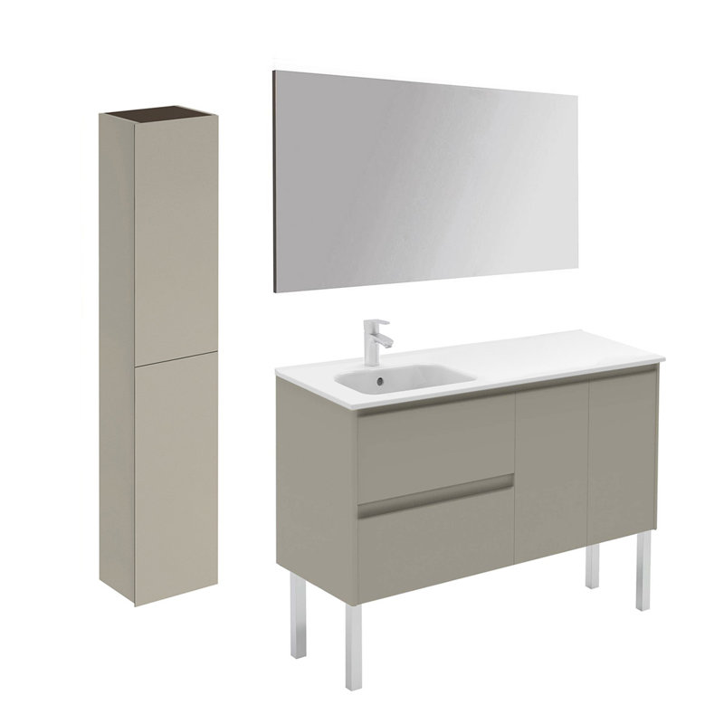 Ambra Matte Sand 47.5'' Single Sink Bathroom Vanity with Integral Ceramic Top