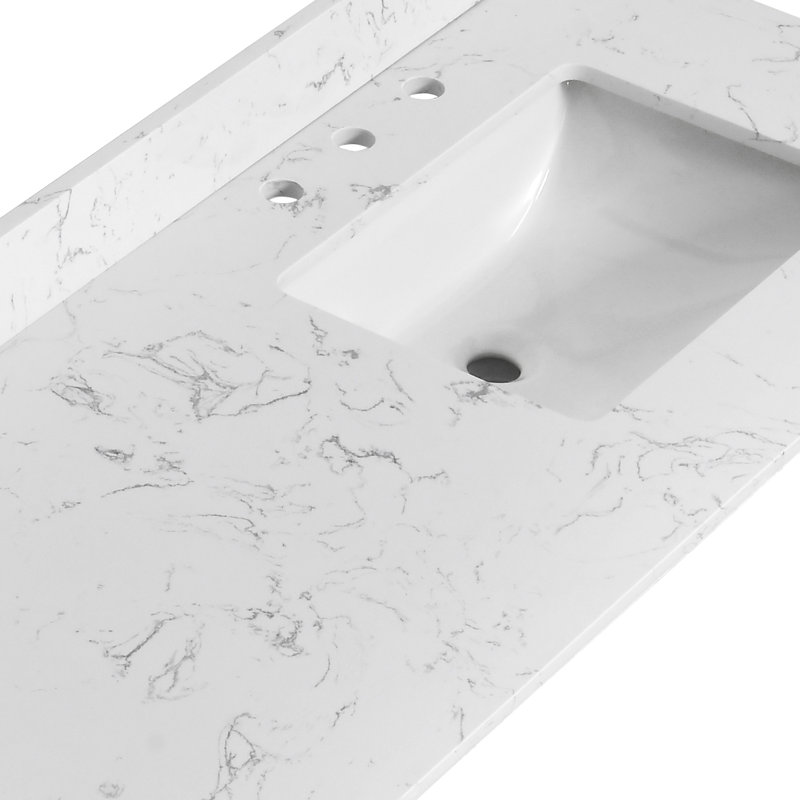 72'' Quartz Stone Double Bathroom Vanity Top With Sink（Vanity Base Not Included）