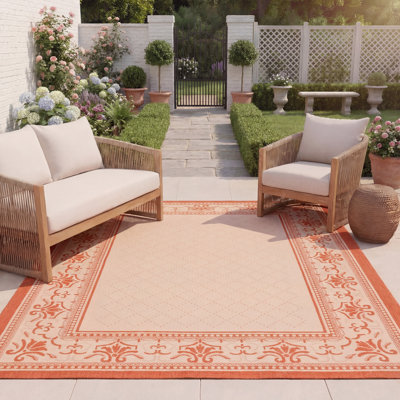 Arneshia Oriental Tan/Red Indoor / Outdoor Area Indoor/Outdoor Area Rug