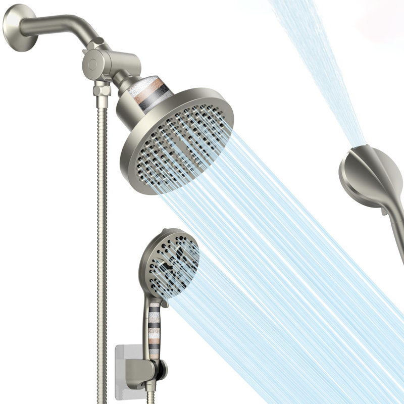 Dual Shower Head With Handheld Spray Combo – 6" High-Pressure Rainfall Shower Head & 5" Handheld Shower Head (With Filter), Hard Water Shower System, 69" Stainless Steel Hose