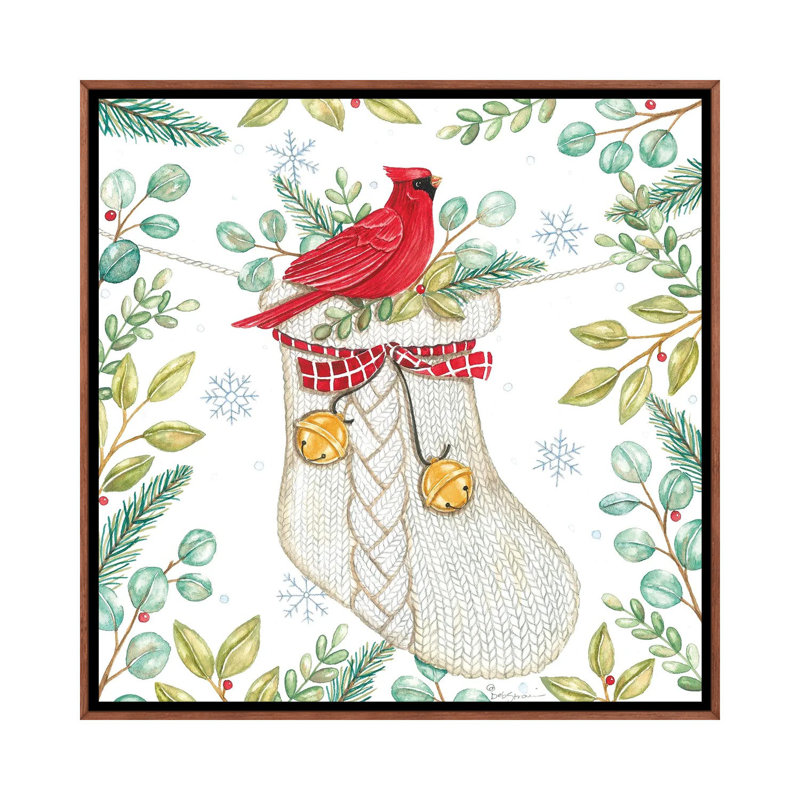 «Jingle Bell Cardinal», reproduction d'art sur toile encadrée, H 18 po x l 18 po, Impression encadrée sans passe-partout