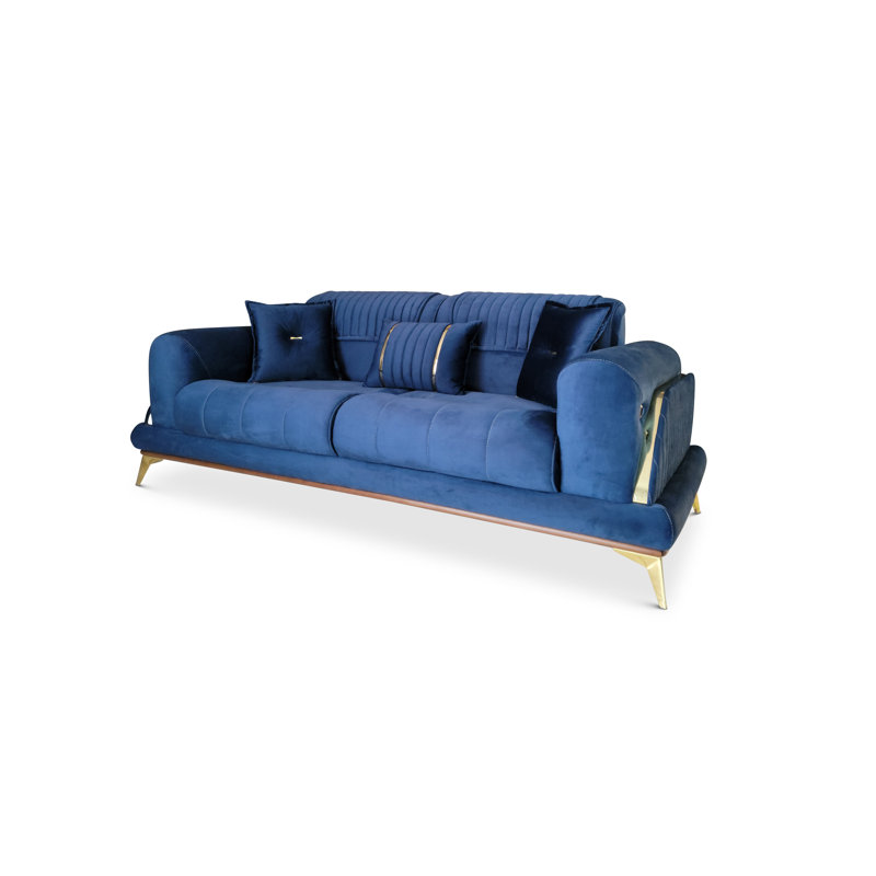 Canapé 87 po, Velours bleu royal