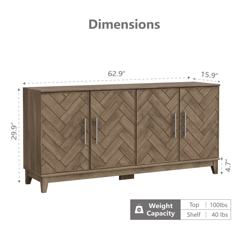 Hawthorne 62.9" TV Stand with 4 Doors for TVs up to 70"