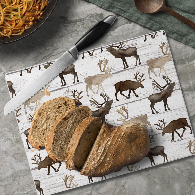 Deer Pattern 3mm Tempered Glass Cutting Board 10" x 8"