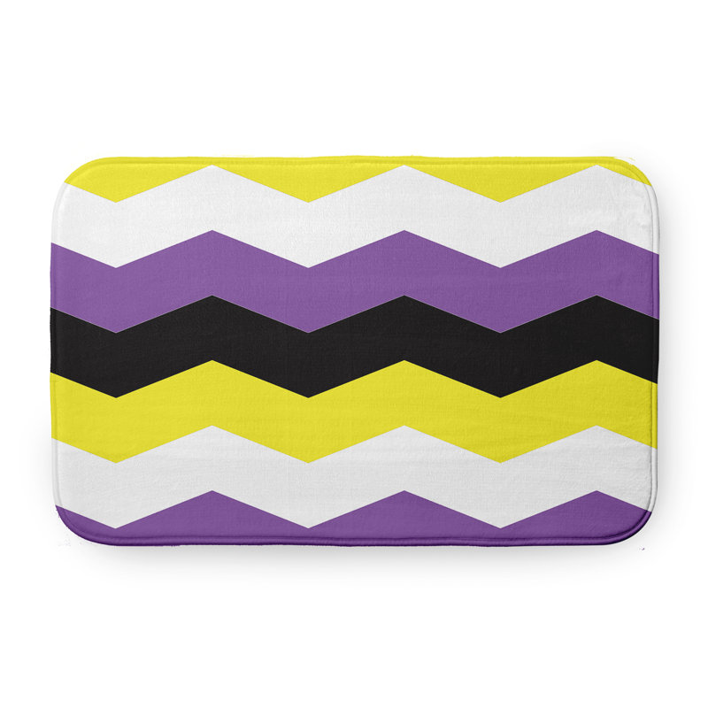 Ailana Memory Foam Non-Slip Bath Mat, Purple/Yellow