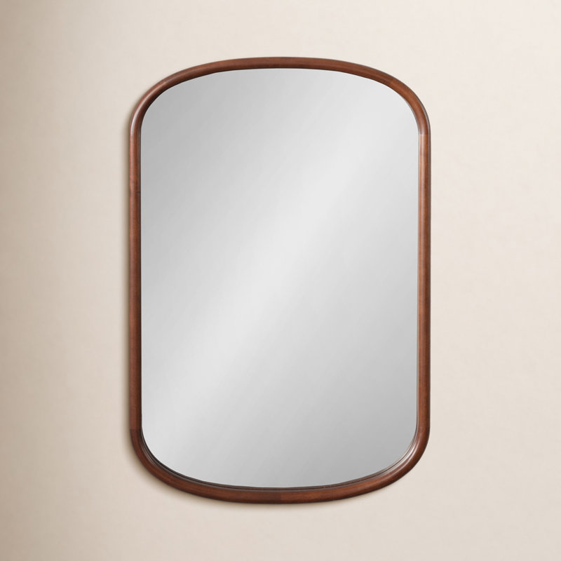 Brayton Wood Oval Mirror, Vertical, Walnut Brown