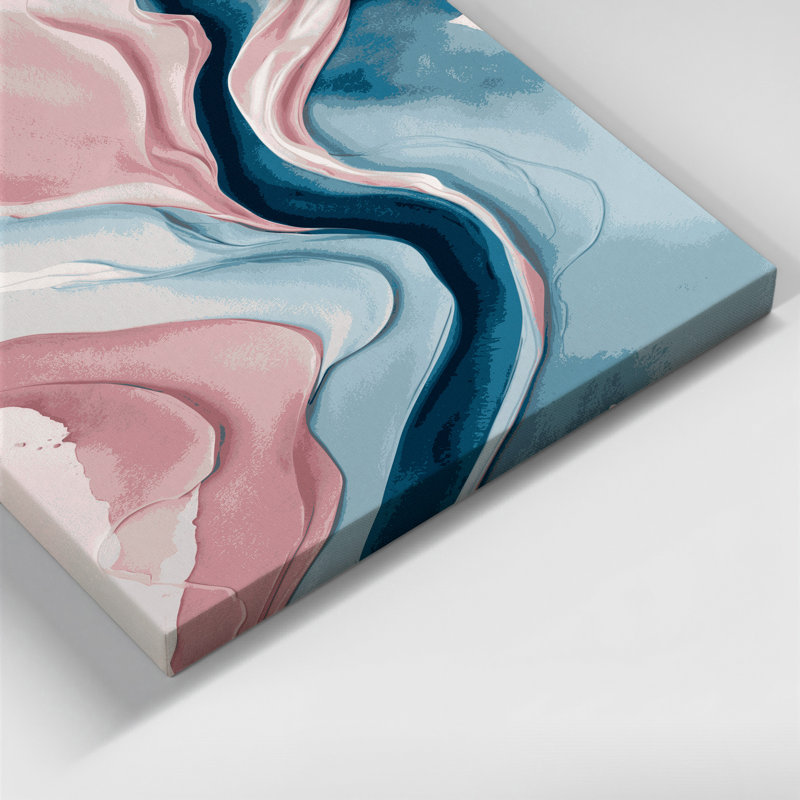 Aquarelle abstraite 66, art mural sur toile rose, H 24 po x l 20 po
