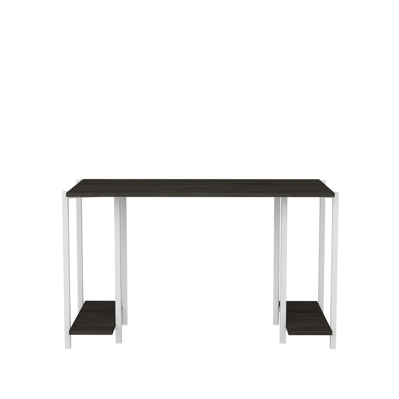 Academy Desk Metal Base Writing Desk, Dark Gray Oak/White