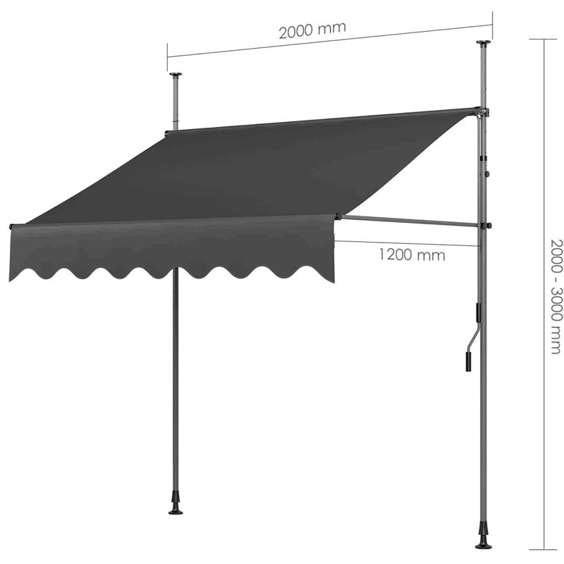 Dakota Fields 2cm W x 1.2cm D Polyester Black Cover Retractable Door / Window Awning