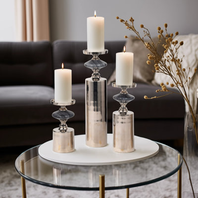 Élégants bougeoirs décoratifs pour la décoration intérieure - Ensemble de 3 bougeoirs de table modernes avec silhouettes pour l'entrée